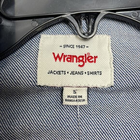 R). Wrangler Cropped Jacket Jeans 4 Buttons Long Sleeve Blue size Small - Picture 5 of 8